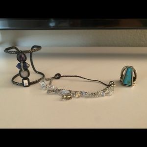 Bohemian jewelry set. Cuff, anklet/bracelet, ring